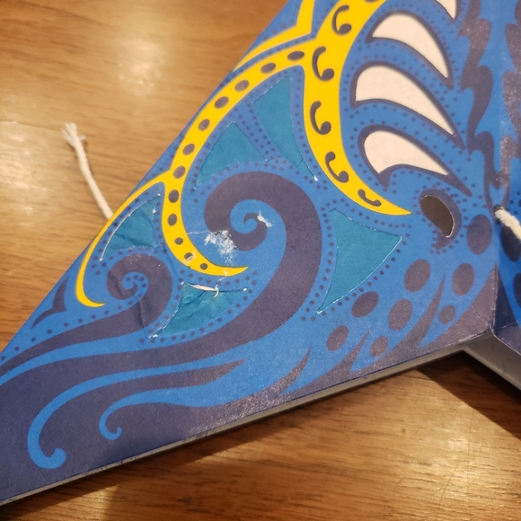 Hanging Paper Star Lantern - blue & yellow - Picture 11 of 11